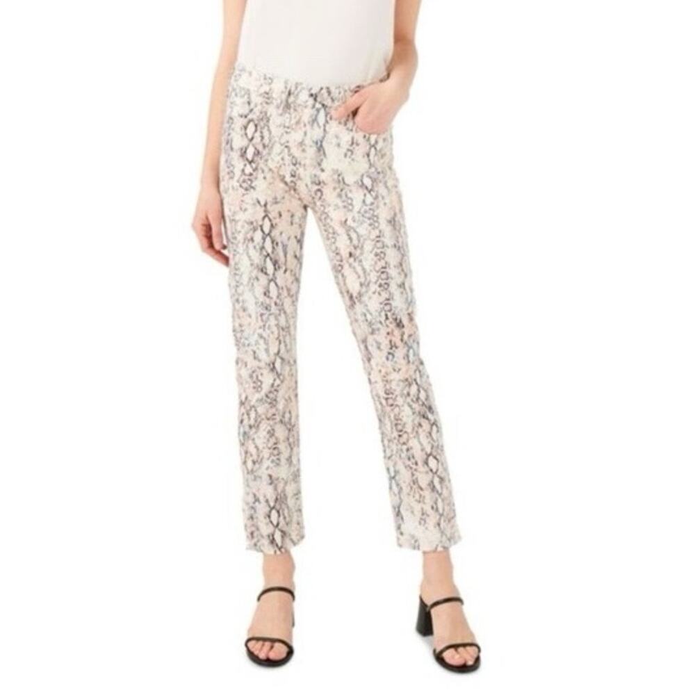 NWOT Jen 7 For All Mankind Snakeskin Jeans 4 High Waist Ankle Straight Neutral
